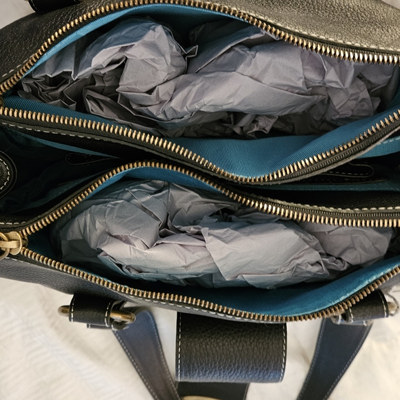 Black Leather Handbag with Gold Accents - Picture 4 of 9